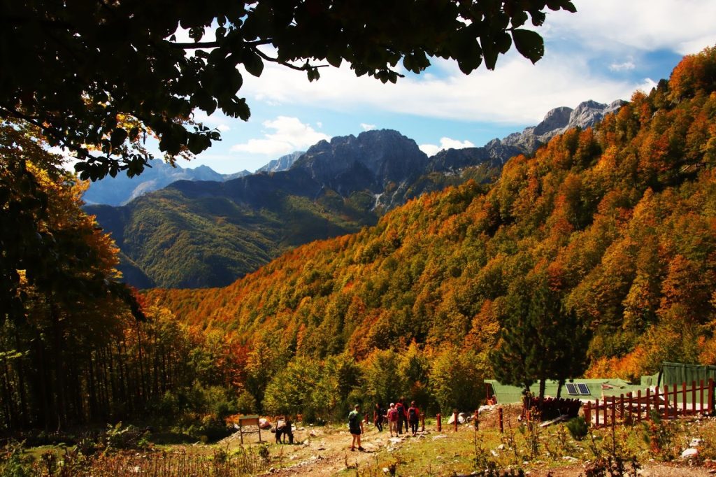 Panoramic mountain view from Valbona Pass from Theth