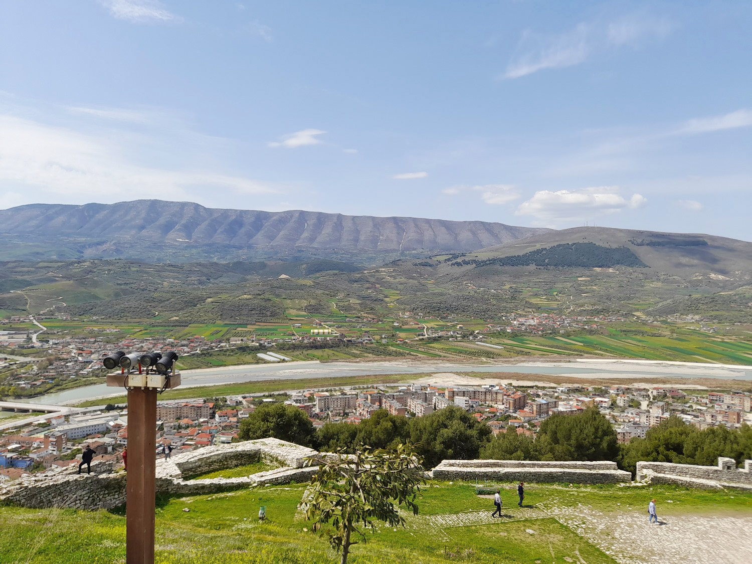 Mount Shpirag seen from Berat castle — the ridge facing Tomorr across the Osum valley